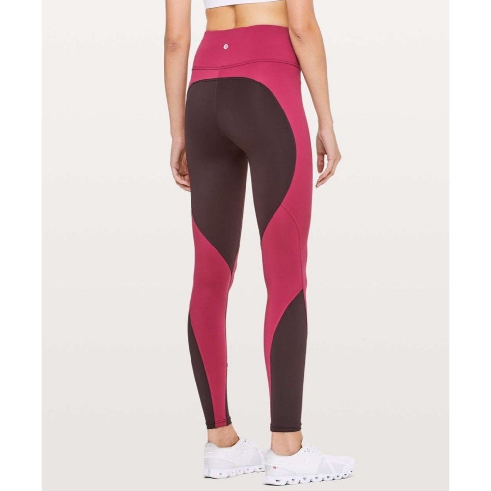 Lululemon Wake & Train Tight *28" Black‎ Satin Star Ruby Full Length Leggings 4